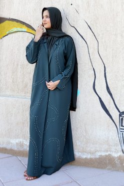 3818 11 Beads embellished bisht abaya