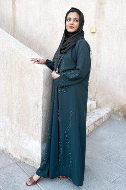 3818 12 Beads embellished bisht abaya