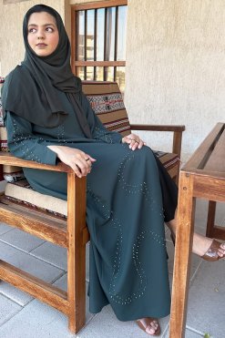 3818 10 Beads embellished bisht abaya