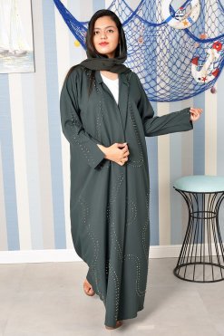 3818 6 Beads embellished bisht abaya