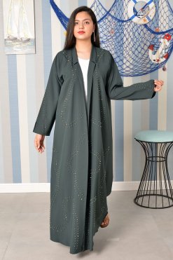 3818 5 Beads embellished bisht abaya