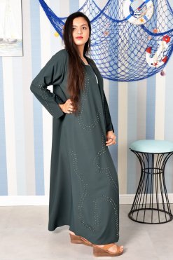 3818 4 Beads embellished bisht abaya