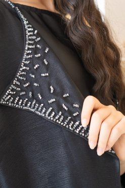 CUS 0723003 6 Glimmering Abaya - Grey Beadwork