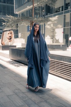CUS 0723009 3 Metallic Blue Abaya