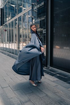 CUS 0723009 4 Metallic Blue Abaya
