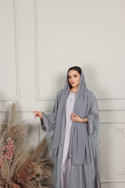 عباية تول حجر الراين 7 CUS 0723012 3 Rhinestone Tulle Abaya