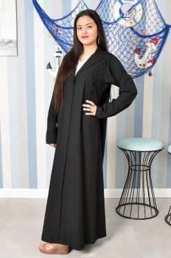 Bsi3851 3 Collar Style Handwork Beads Embellished Abaya