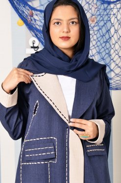Bsi3848 2 Stitching Style Collar Abaya with Pockets