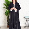Bsi3847 Multi Color Beads Embellished Bisht Piping Abaya