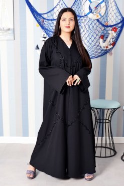 Modern Look Beads Embellished Black Abaya