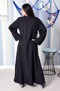 Bsi3845 6 Modern Look Beads Embellished Black Abaya