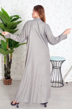 Bsi3844 7 Collar Style Beads Embellished Bisht Abaya