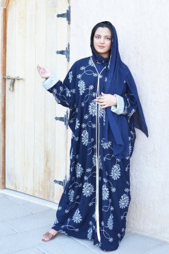 Bsi3842 5 Self Embroidered Bahraini Style Abaya