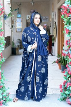 Bsi3842 4 Self Embroidered Bahraini Style Abaya