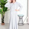 Bsi3840 Round Neck Beads Embellished Abaya
