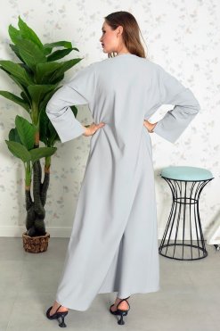 Bsi3840 9 Round Neck Beads Embellished Abaya