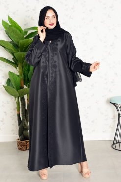 Bsi3839 4 Embroidered Satin Queen Black Abaya