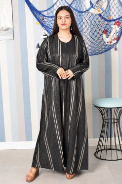 Stylish Round Neck Self Embossed Abaya