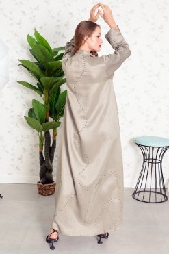 Bsi3834 7 Collar style beads embellished bisht abaya