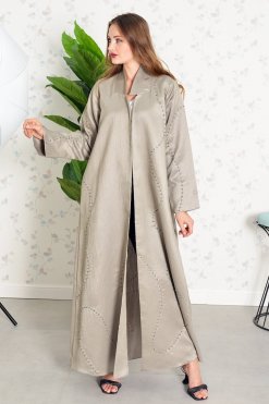 Bsi3834 4 Collar style beads embellished bisht abaya
