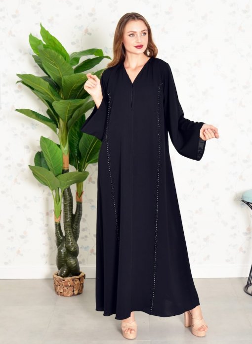 Beads embellished plain abaya