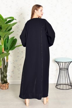 Bsi3831 6 Beads embellished plain abaya