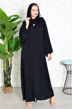Bsi3831 5 Beads embellished plain abaya