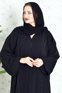 Bsi3831 4 Beads embellished plain abaya