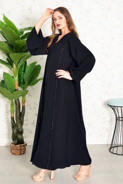 Bsi3831 3 Beads embellished plain abaya