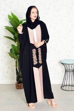 Bsi3830 5 Embroidered Beads Embellished Bisht Abaya