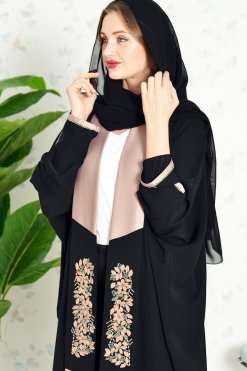 Bsi3830 4 Embroidered Beads Embellished Bisht Abaya