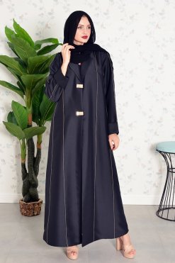 Bsi3829 6 Coat Collar Buttoned Abaya