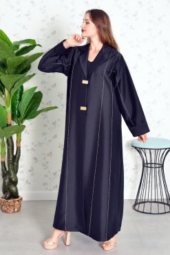 Bsi3829 4 Coat Collar Buttoned Abaya