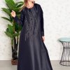Bsi3827 Round Neck Beads Embellished Flap Abaya
