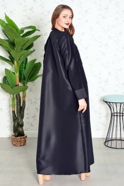 Bsi3827 7 Round Neck Beads Embellished Flap Abaya