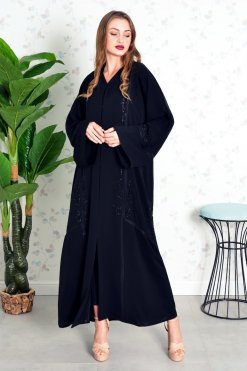 Bsi3823 2 Classic Style Beads Embellished Embroidered Abaya