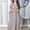 Bsi3822 Collar style grey abaya with stylish sleeves
