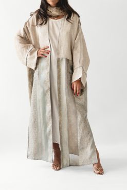 Linen And Silk Printed Bisht