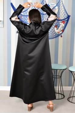 3853 32 Beads Embellished Abaya with Dual Shades Sleeves
