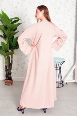 3854 7 Beads embellished bisht abaya with matching inner dress