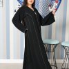 Laced and Beads Embellished Black Abaya
