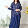 3856 1 Bahraini Style Embroidered Blue Bisht Abaya