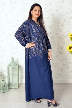 3856 3 Bahraini Style Embroidered Blue Bisht Abaya