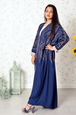 3856 4 Bahraini Style Embroidered Blue Bisht Abaya