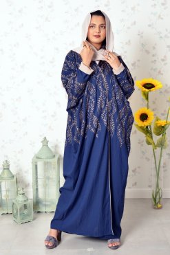 3856 5 Bahraini Style Embroidered Blue Bisht Abaya