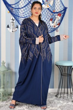3856 7 Bahraini Style Embroidered Blue Bisht Abaya