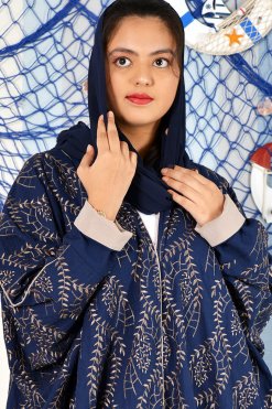 3856 8 Bahraini Style Embroidered Blue Bisht Abaya