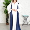 Beads Embellished Dual Color Abaya with Flare Sleeves