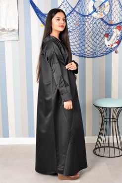 V-Neck Beads Embellished Black Abaya 8 3859 4 V-Neck Beads Embellished Black Abaya