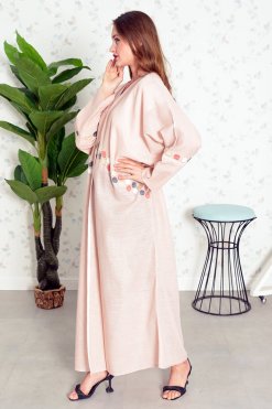 3860 4 Bahraini-Style Abaya Adorned With Bead Embellishments And Intricate Embroidery